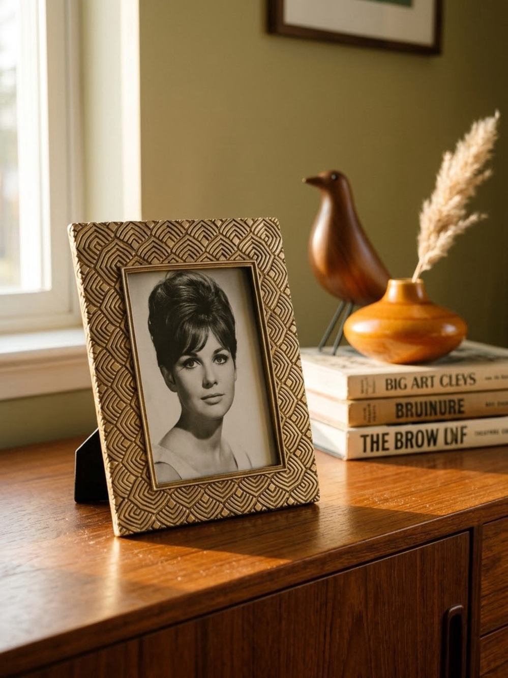Decorative Geometric Photo Frame in Gold 4x6”
